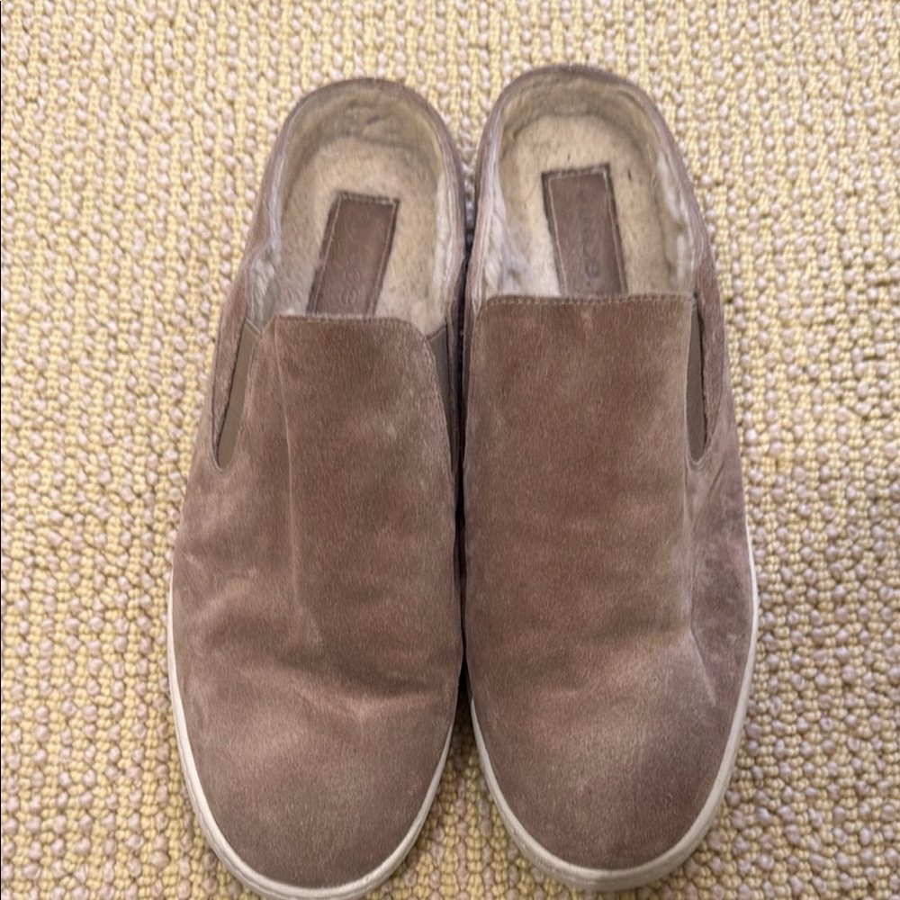 Womens Vince Taupe Suede Slip-On Shoes